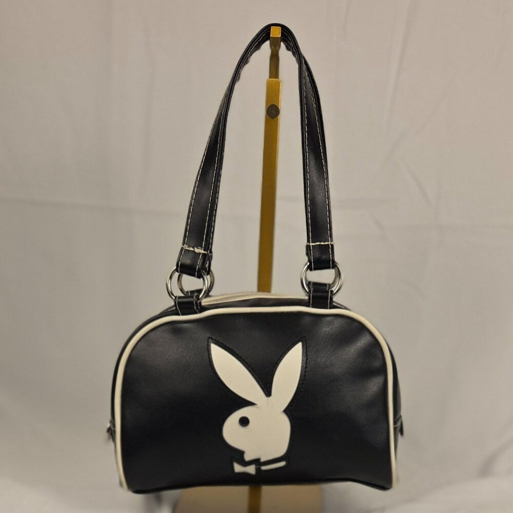Playboy Black & White Logo Satchel Bag – Y2K / Vintage Collectible
